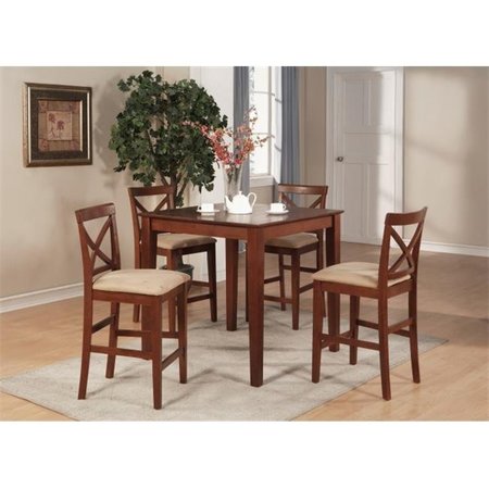 EAST WEST FURNITURE East West Furniture PUBS3-BRN-C 3PC Pub set with 39 in. Square Counter Height Table and 2padded seat stools PUBS3-BRN-C